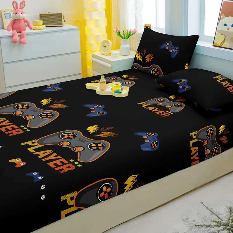 3-piece cartoon fun game pattern matte three piece fitted sheet set bedroom printed bed cover set beddingM251118