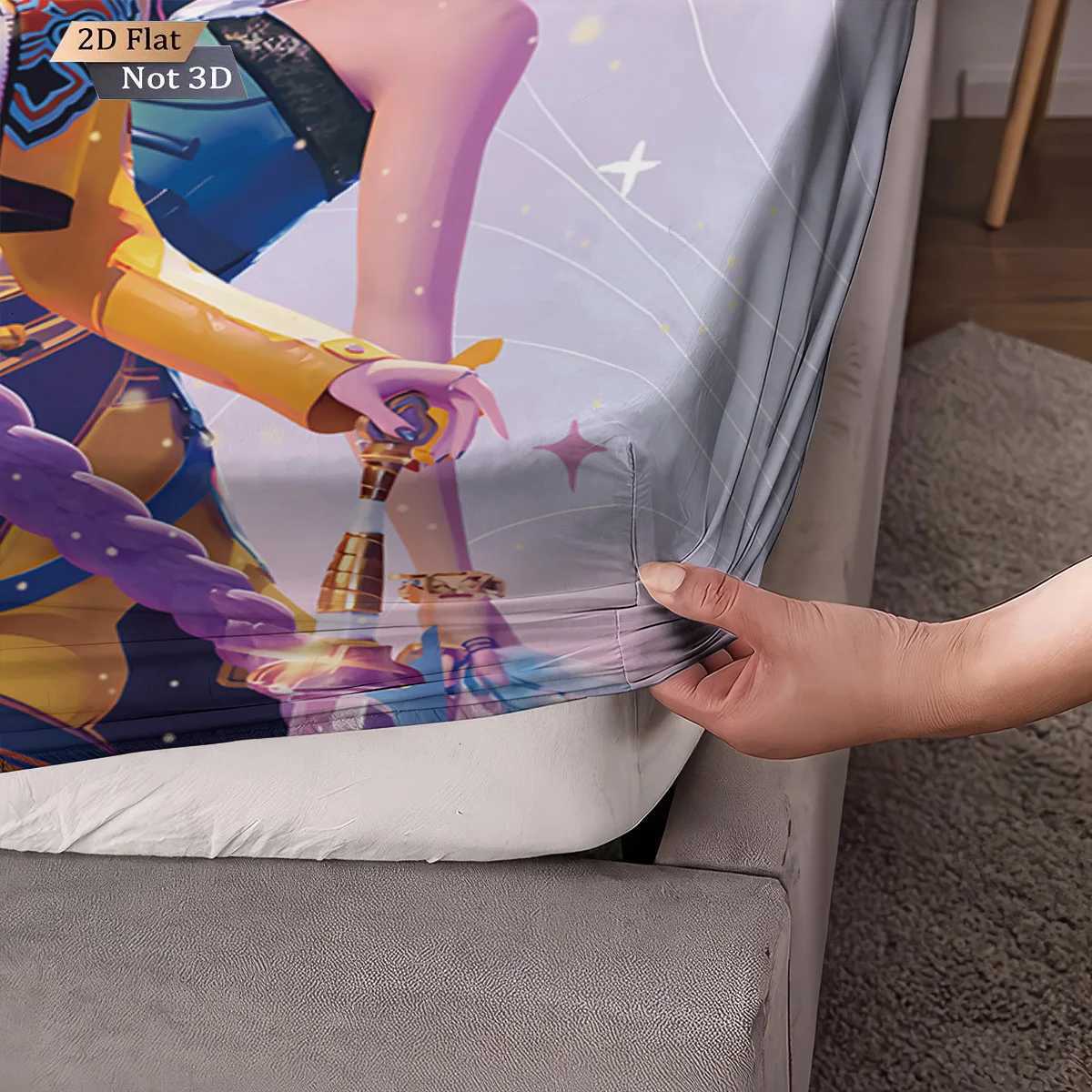 3pcs K-Pop Demon Hunters Printed Chipless Bed Sheet Set Multi Size Soft Bed Cover Bedroom Bedding Decoration Machine WashableM251118