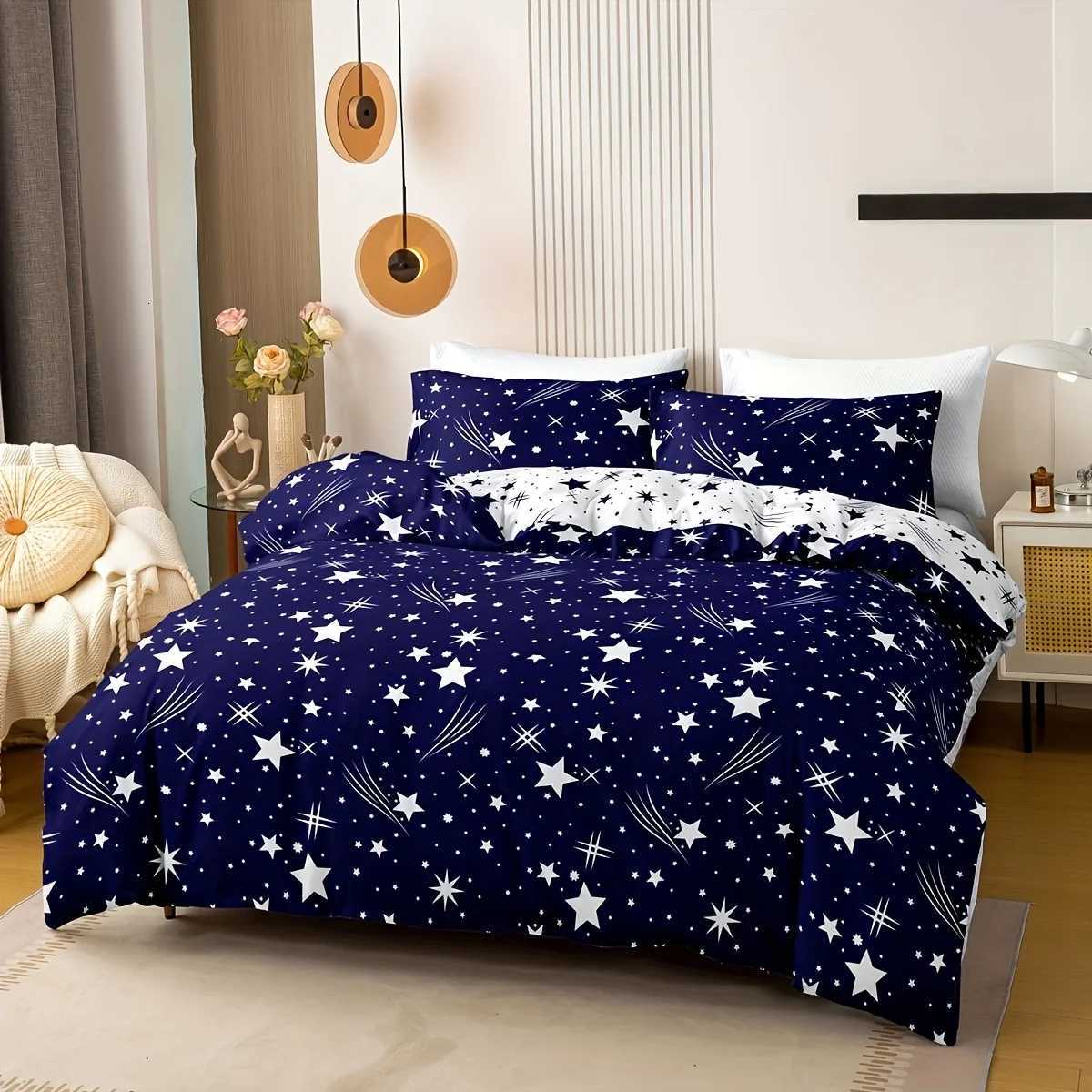 3pcs Meteor Print Duvet Cover Set Includes 1 Duvet Cover And 2 cases No Filler Soft Comfortable BeddingM251118