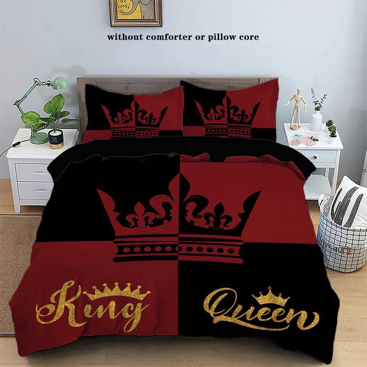 3-piece down duvet cover set with black and red color matching heart print 1 duvet cover2 cases no core couple beddingM251118