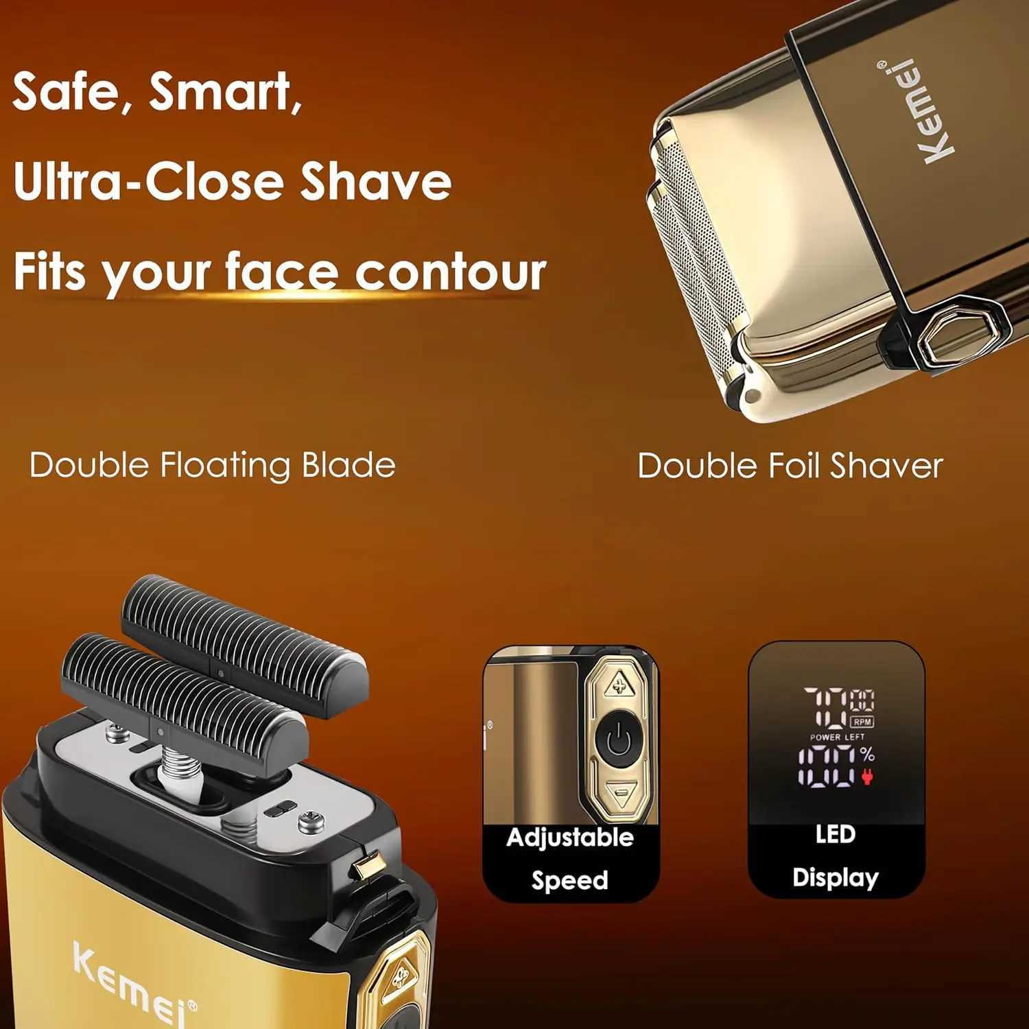 Afeitadora elctrica para hombres con cullas dobles flexibles recortadora de barba cortapelos y pelo juegos de cuidado recW250418