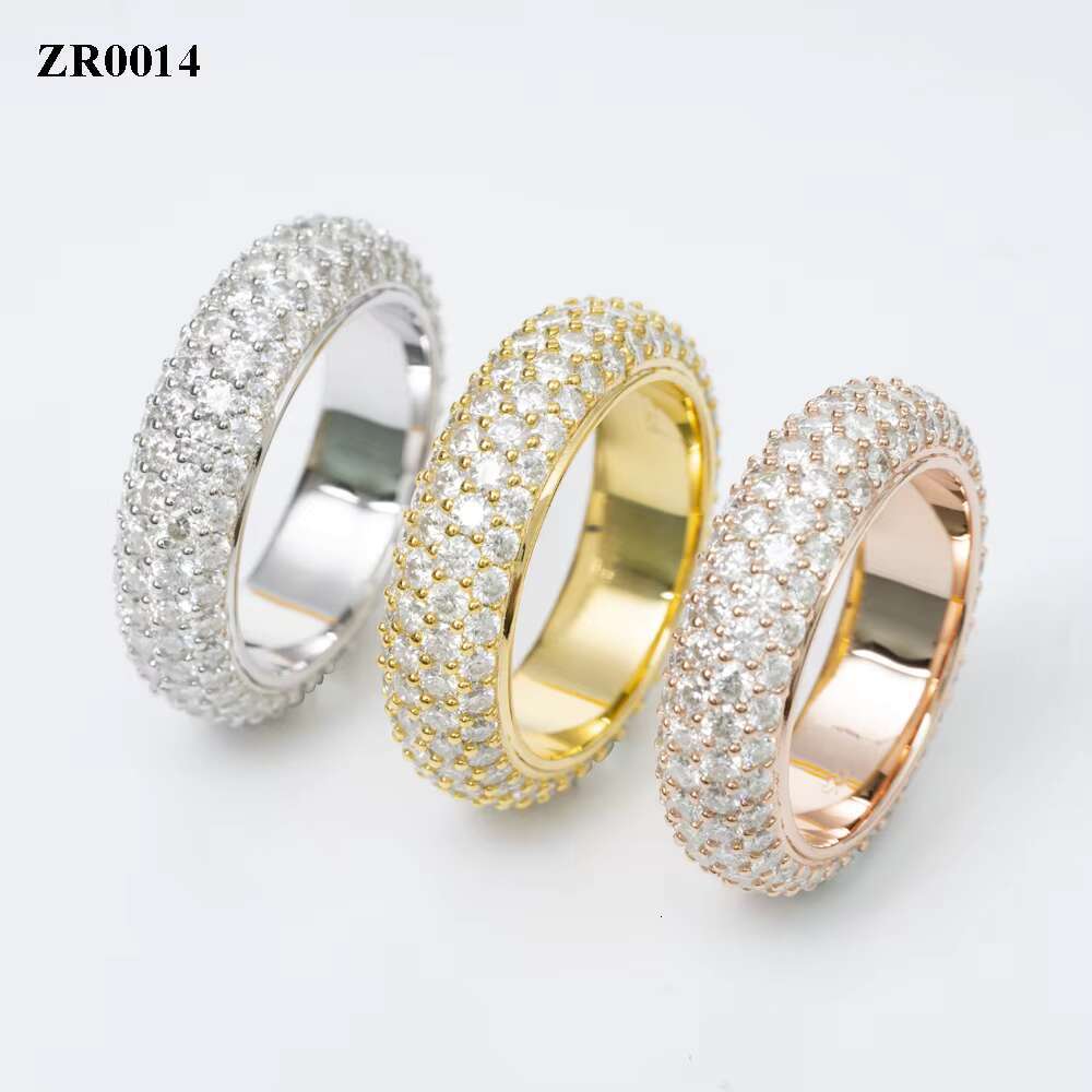 Personalized Factory High Quality Vvs Moissanite Hip Hop Iced Out Sier Men Eternity Band Ring