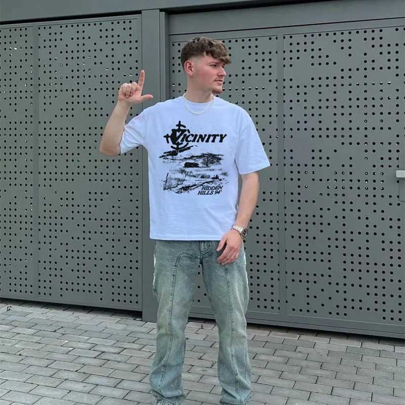 Men T-Shirt Cotton Vicinity Y2k Strtwear Graphic Korean Fashion Print Harajuku Vintage Tops Ts Oversized Aesthetic ClothesC250418