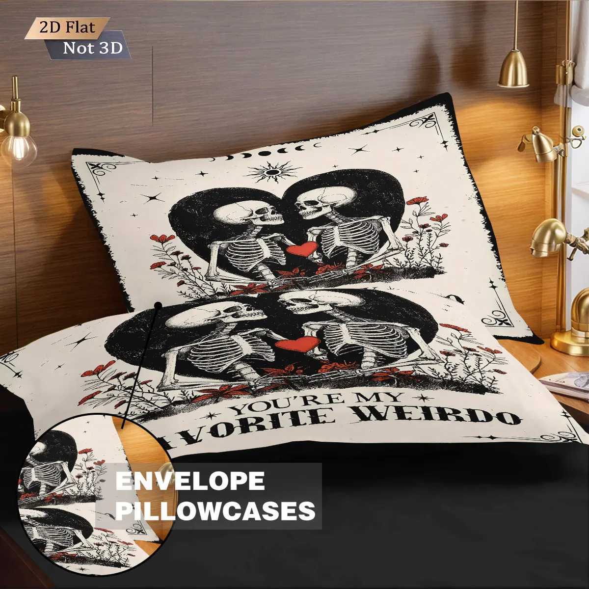 3pcs Halloween Skeleton Printed Chipless Bedding Set with Multi Sized Bedding and Dormitory duvet Decorations Soft and ComfortabM251118