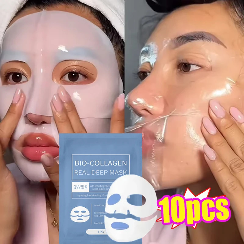 1/3/5/10PCS Bio Collagen Face Mask Anti Wrinkle Fade Face Fine Line Lift Firm Skin Aging Brighten SkinCare Korean Cosmetics 250418