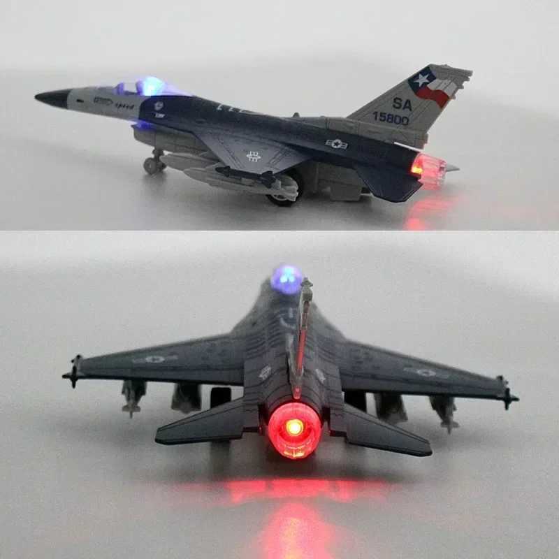 Alloy F16 Fighter model acoustooptic return force aviation military aircraft model Toy Ornament Gift C251118