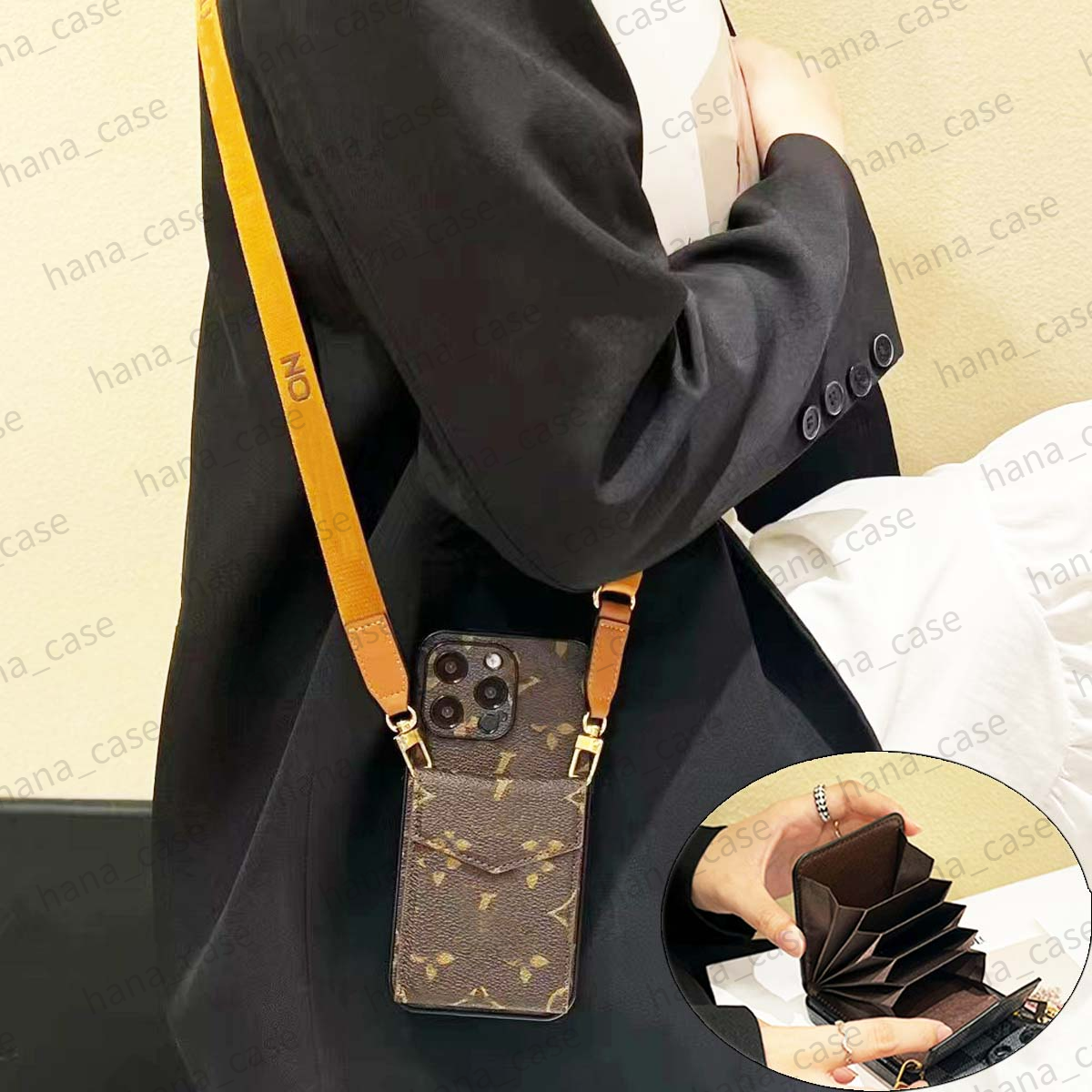 for iPhone 16 Pro Max Case Cross Body Rope, Phone Case Designer with Card Holders Armband With Strap Cover 17 16 15 14 Plus 13 12 11 Excellent Grip Men Women Wallet Case