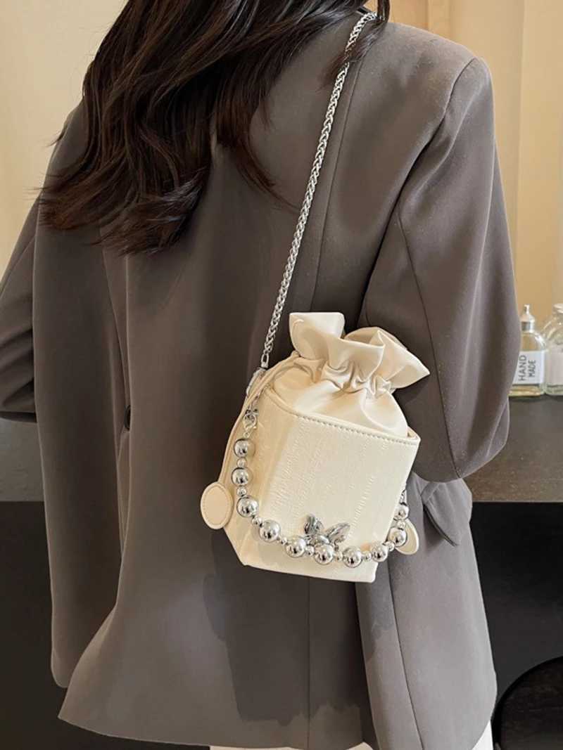 Drawstring Design Chain Small Square Bag Womens PU New Style Personalized Crossbody Bag Korean Commuter Single Shoulder Box BagW251118
