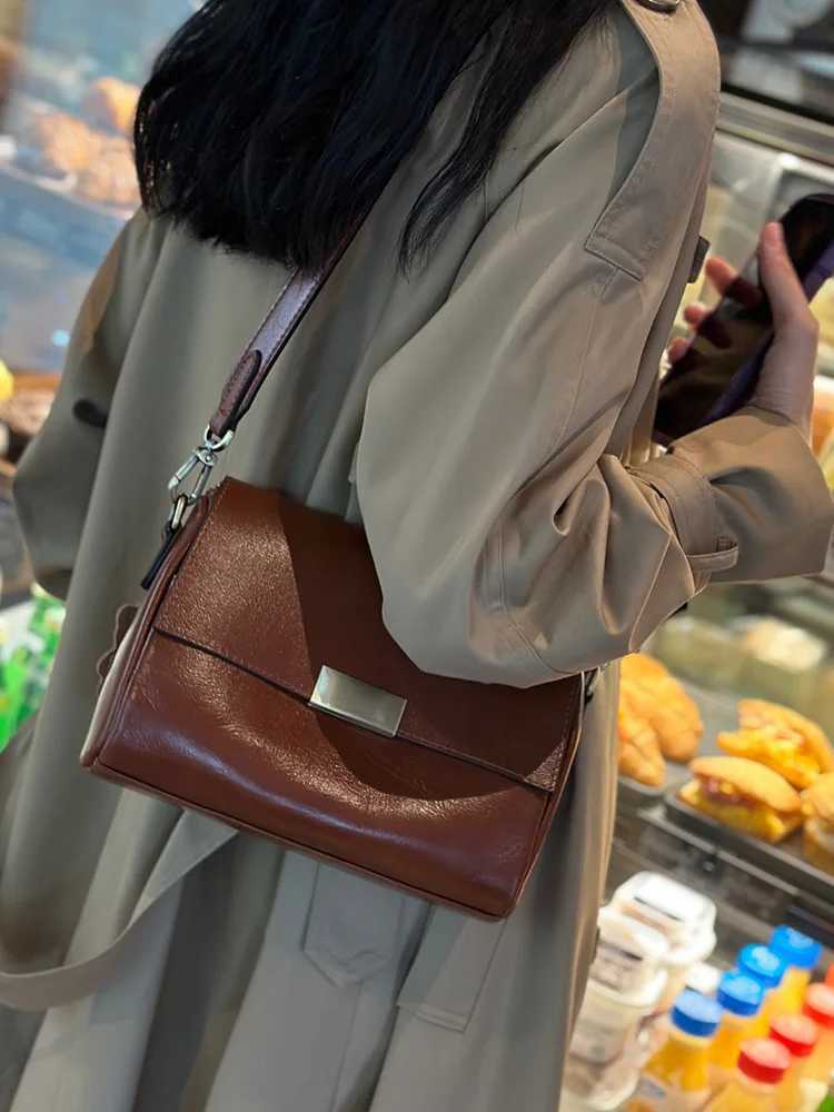 luxury handbags female crossbody bags Vintage Genuine leather women shoulder bag Small square bag soft leather cowhide fashionW251118