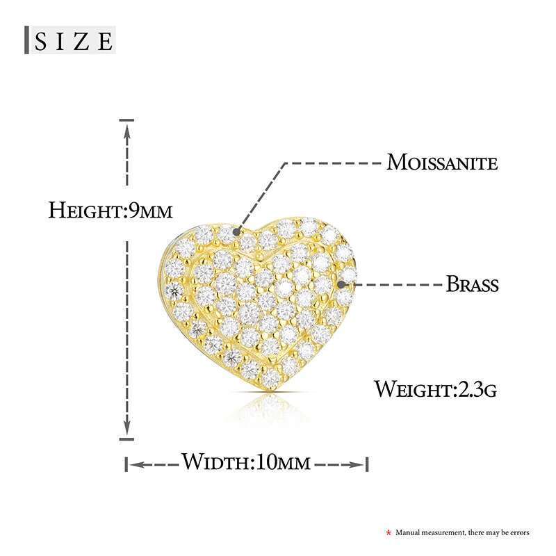 Heart Moissanite Sier Fashion Earring For Women Fine Jewelry