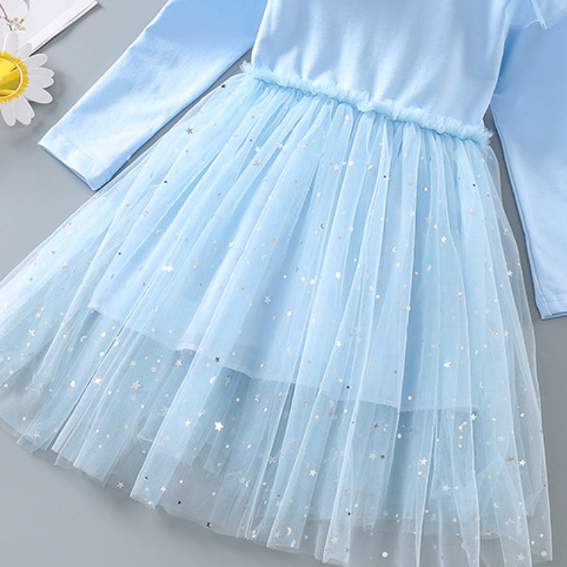 DISNEY baby girl designer clothes toddler designer clothes Elsa princess dress Little girl dress birthday outfit pure cotton comfortable and soft.