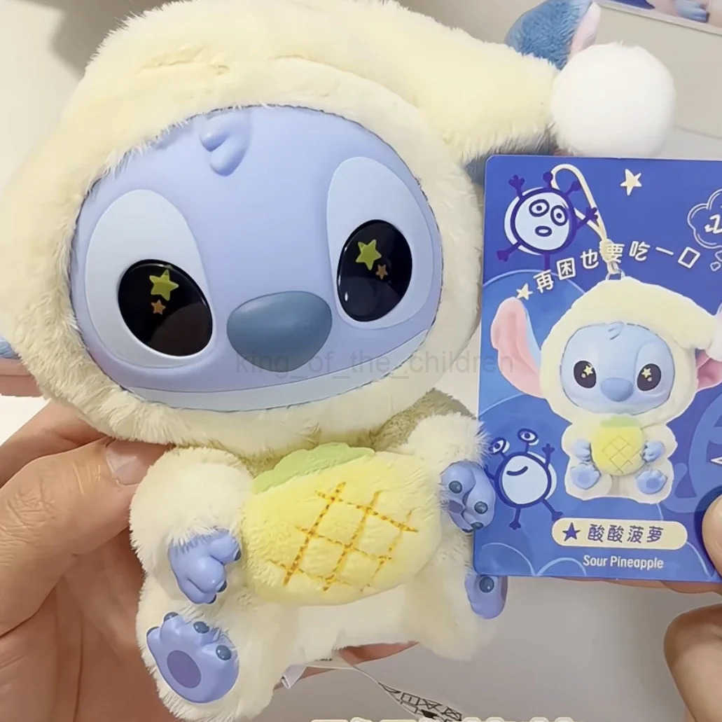 Disney Nwe Miniso Disney Stitch Eat Some Thing Before Sleep Series Vinyl Blind Box Bag Pendant Cute Doll Mystery Box Toy Adult Gift W20250418