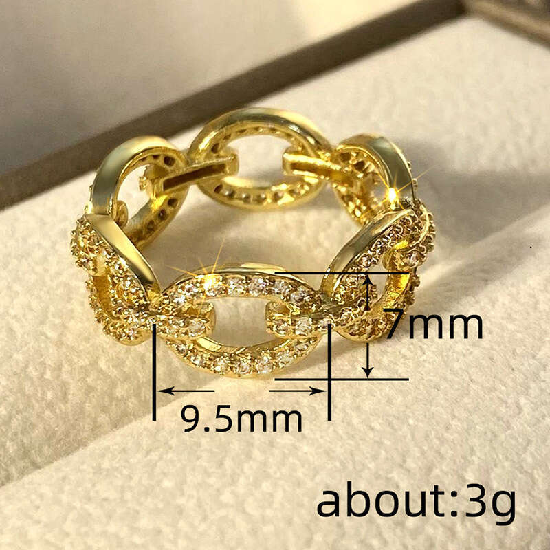 2025 new round buckle micro-inlay design geometric trendy style personalized Cuban chain designer ring