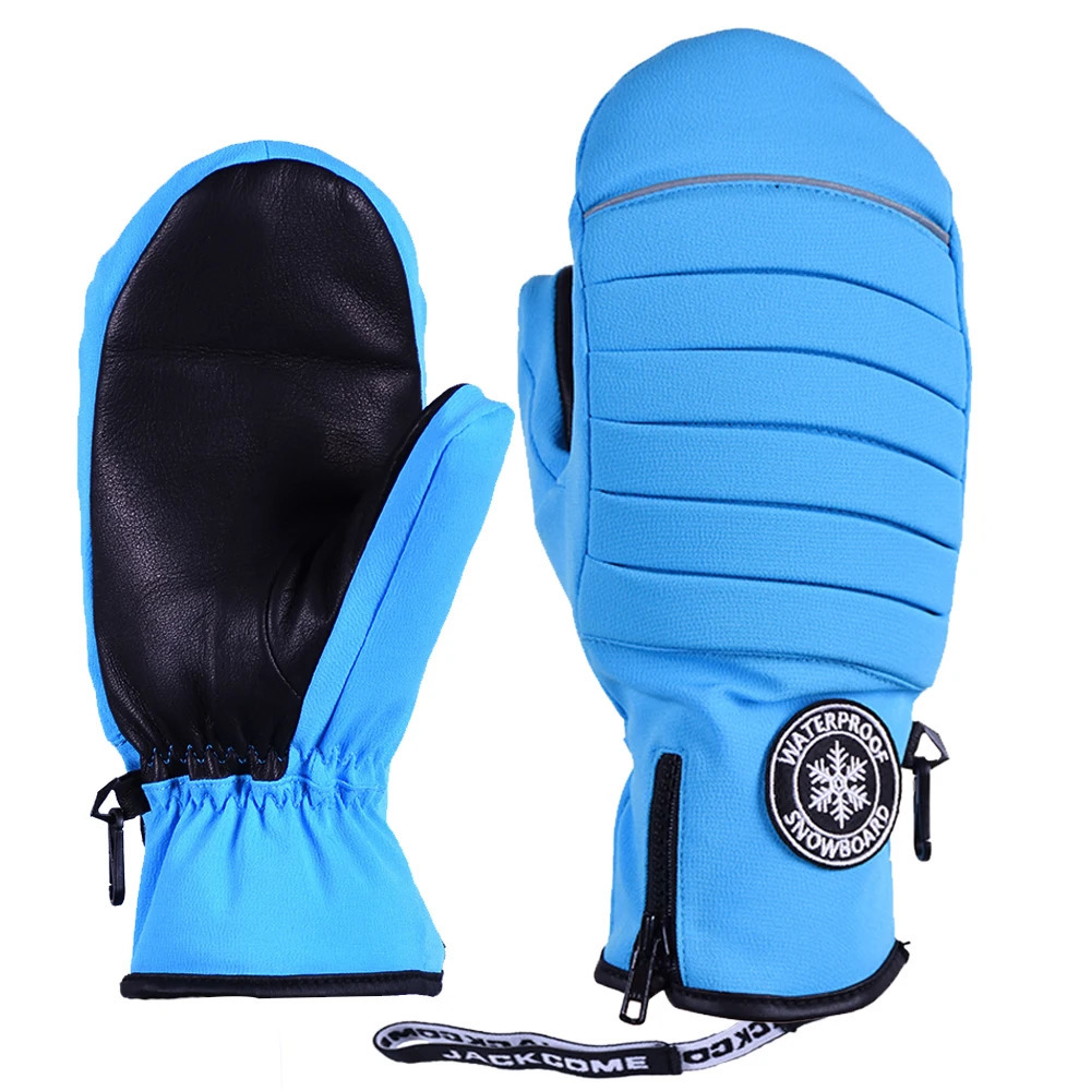 JACKCOME Warm Sport Gloves Waterproof Winter Gloves Goat Leather Palm Ski Gloves Windproof Snowboard Mittens 251112