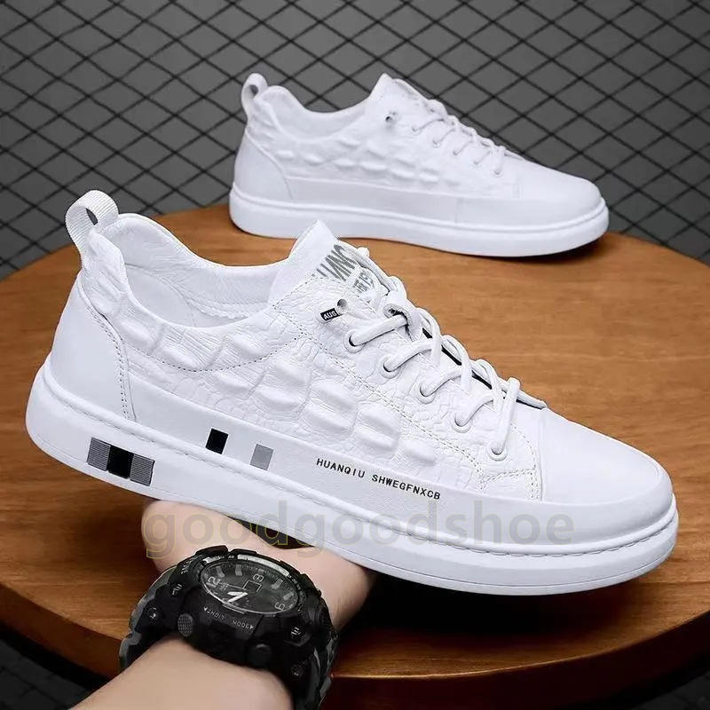Designer Shoes Mens shoes Sneakers White Black Crocodile Pattern Leather Mens Trainers Anti-Slip Soft Surface Casual Wear-resistant Elastic Band Board