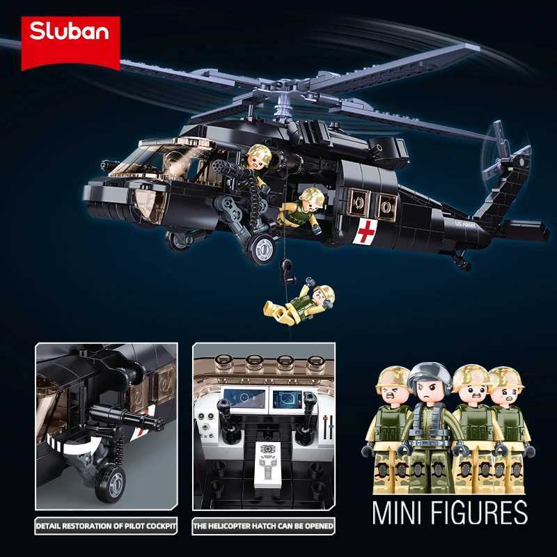 692PCS Military UH-60L Medical Rescue Aircraft Building Blocks Black Hawk Helicopter Model Bricks With Mini Dolls Kids Toy Gifts C251118