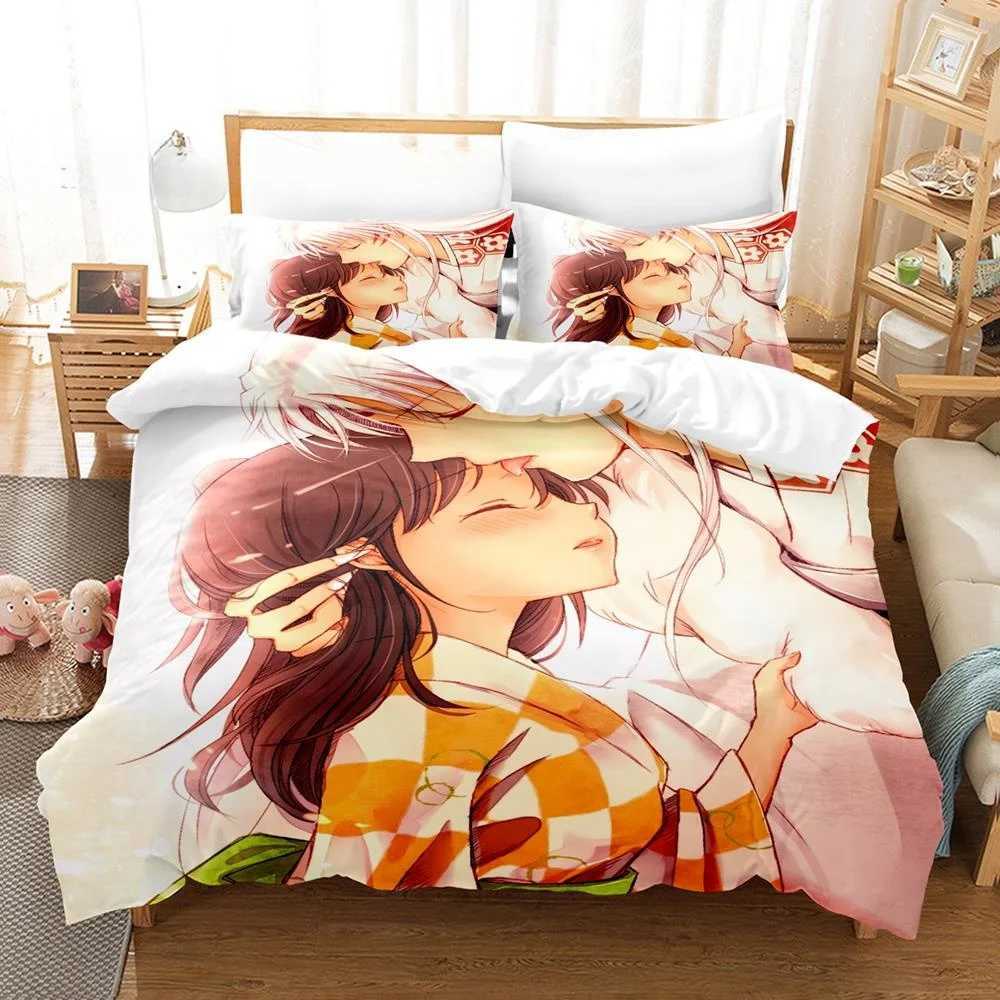 New Fashion Inuyasha Bedding Set Single Twin Full Queen King Size Bed Set Adult Kid Bedroom 3D Anime Bed Sheets And casesM251118