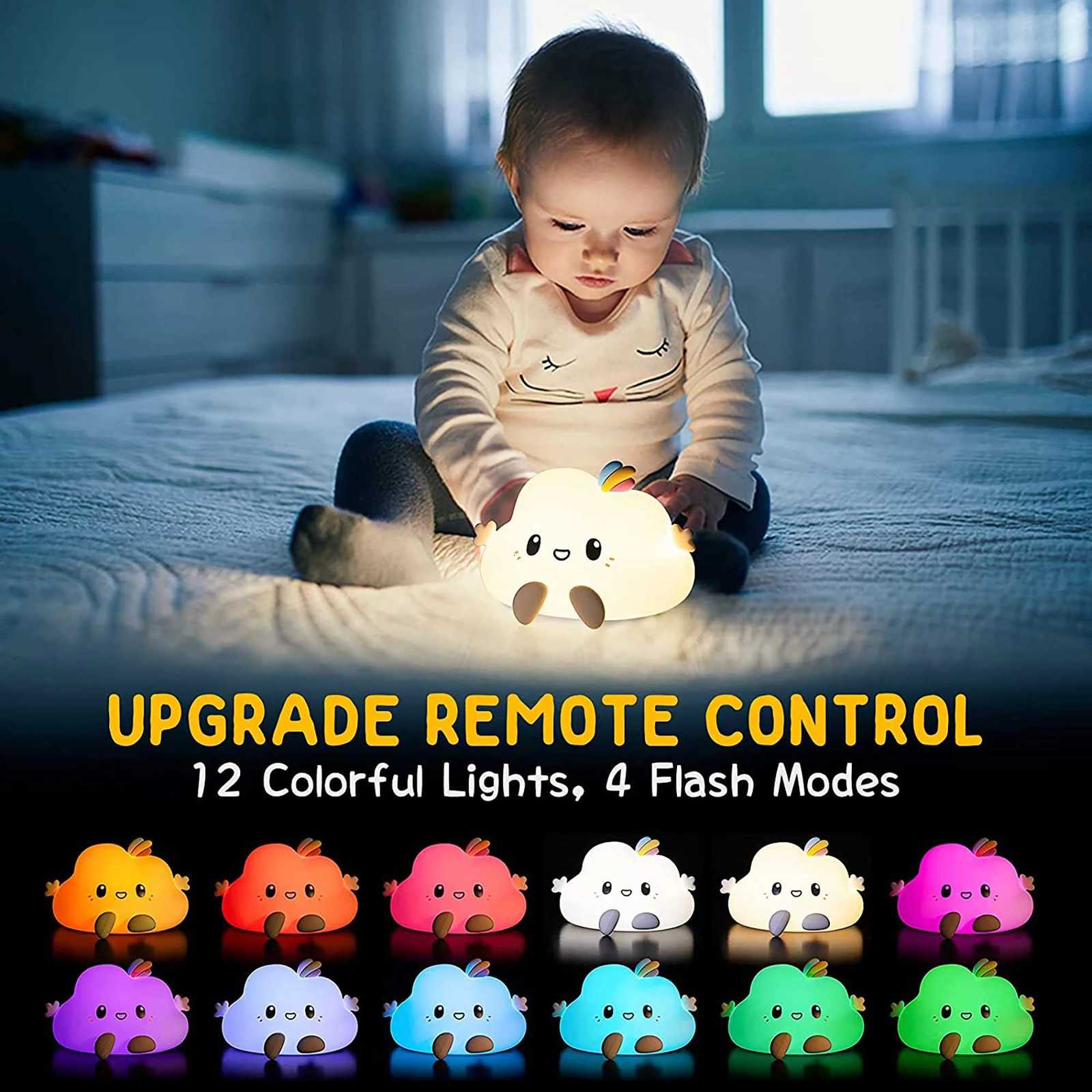 Color-Changing Silicone Night Light Rechargable Lamp kawaii Night Light for kids with Timer Remote Cute Desk Lamp Fairy Lights M251118