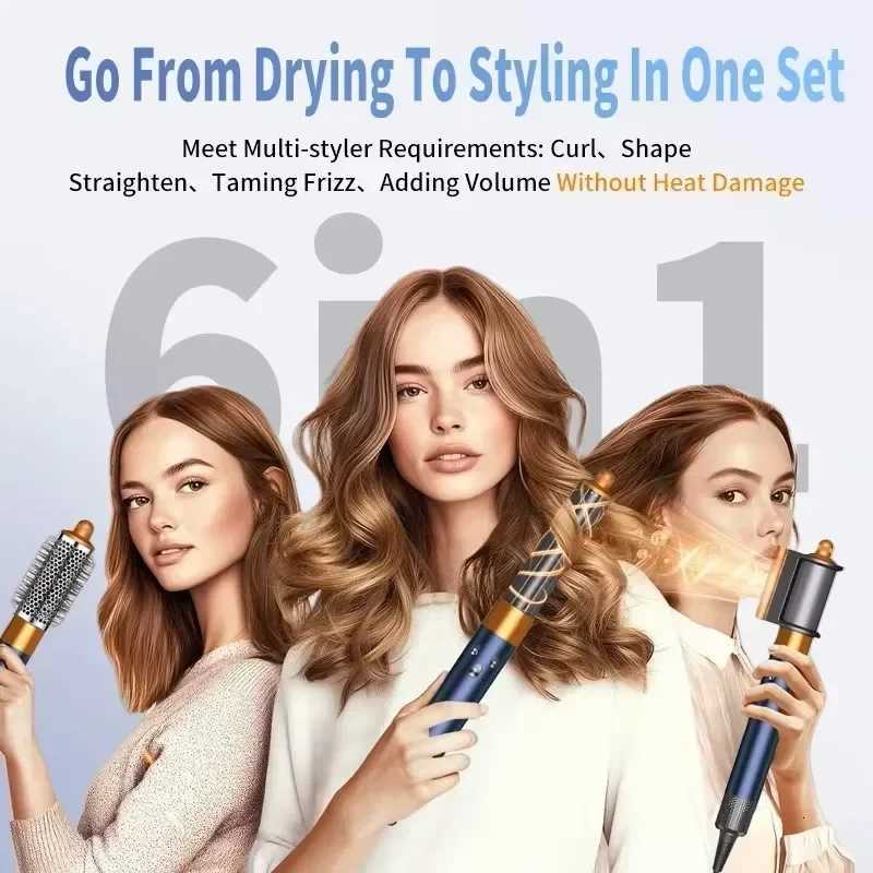 SenCiciMen 6-in-1 Multi Hair Styler Curling Iron Hair Hot Air Brush Curling Barrel Hair Dryer Professional Curly Hair StylerT251118