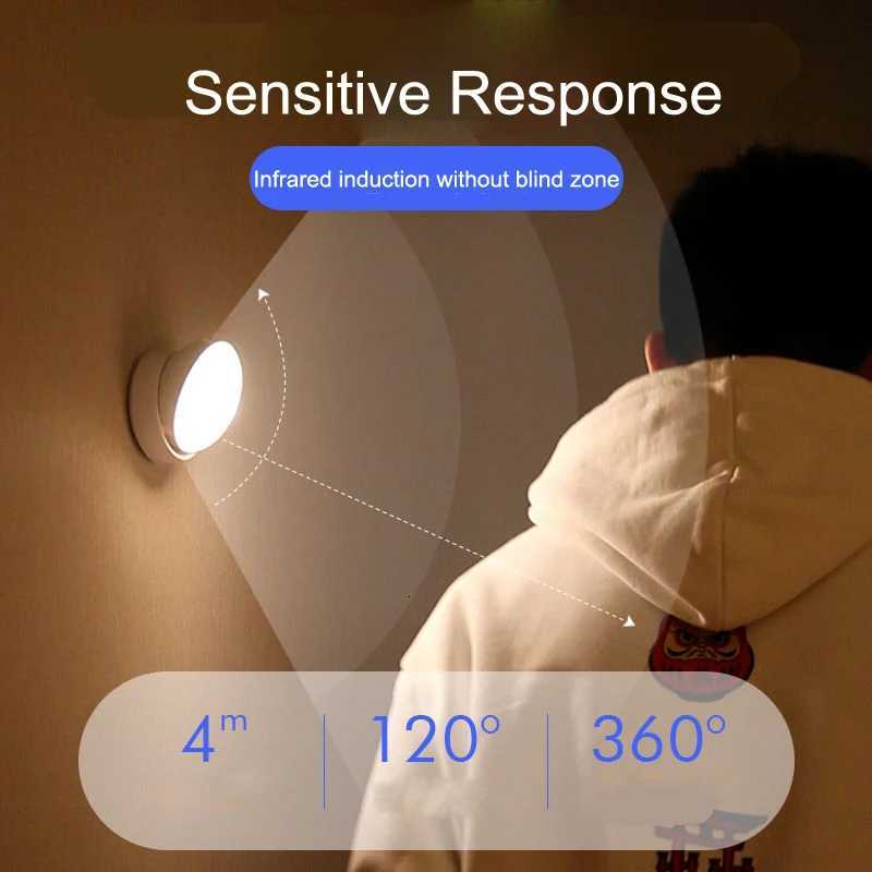 Led Night Light USB Charging Motion Sensor Round Energy-saving Led Lamps Bedroom Sound/Light Control For Corridor Home Bathroom M251118