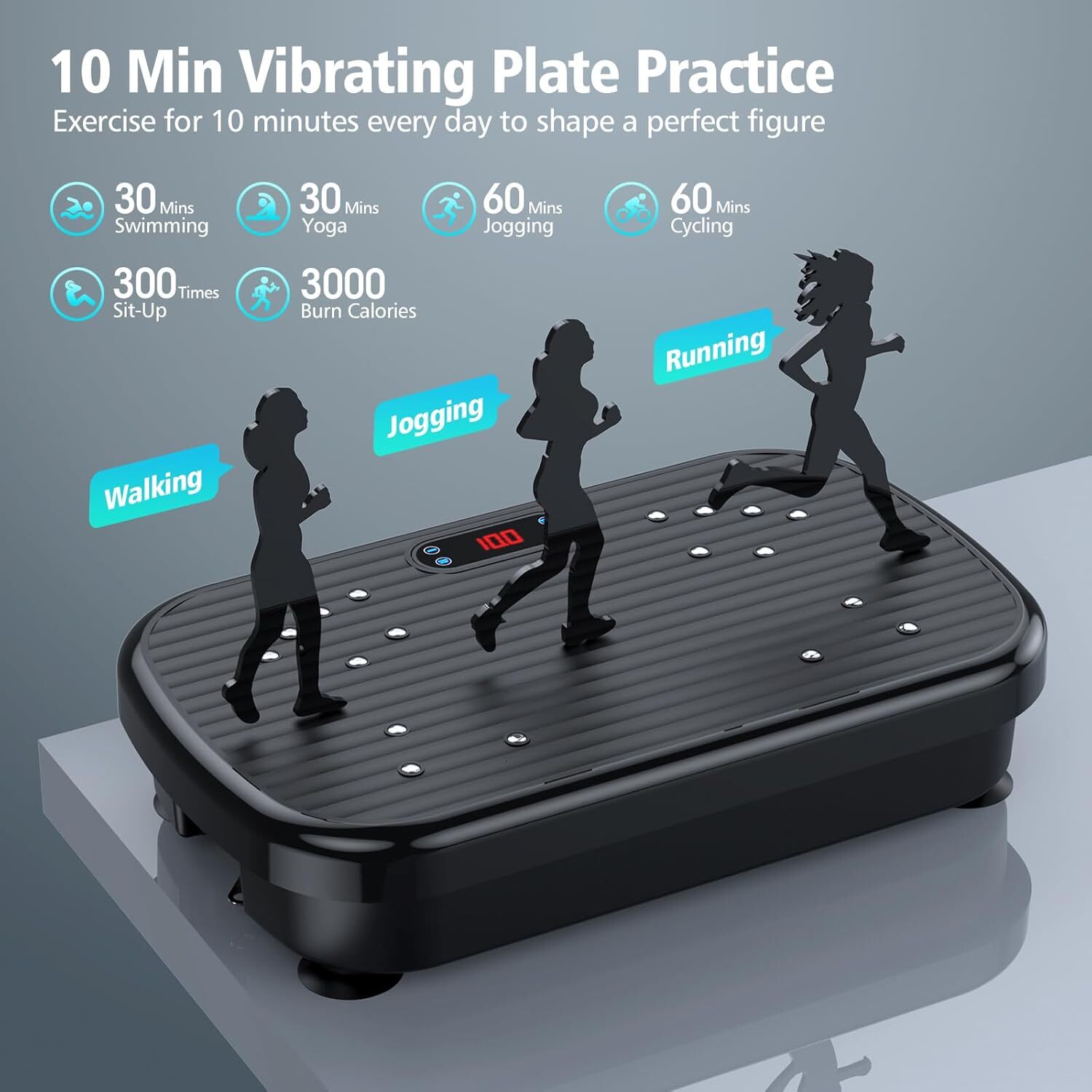 Exercise hine, Plate for Lymphatic Drainage 330 Lbs Capacity Whole Body Vibration Platform hines Helps Weight Loss Shaping Toning Wellness