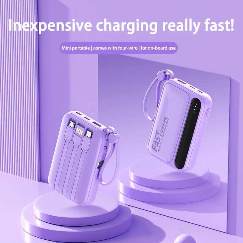 50000mAh Large Capacity Power Bank 4 In1 Built in Cables Intelligent Digital Display Laser Light Fast Charging External Battery H251118