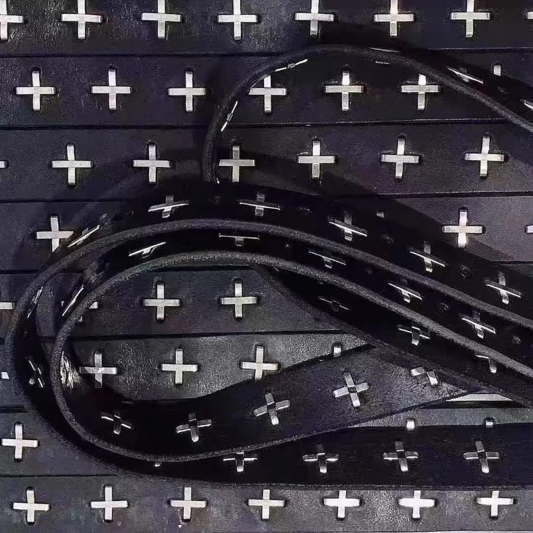 Punk Genuine Leather Belt Ma style cross black belt retro dark hip-hop high street hedi divine needle buckle leather belt 250418