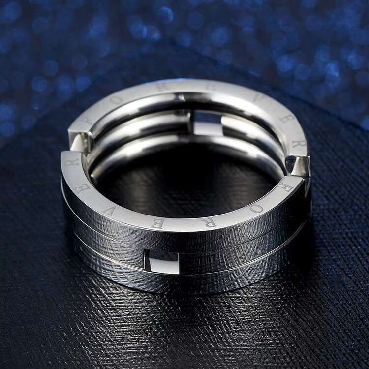 DHCollections Fashion Personality Unique Rotatable Stainless Steel Forever Men Engagement Ring