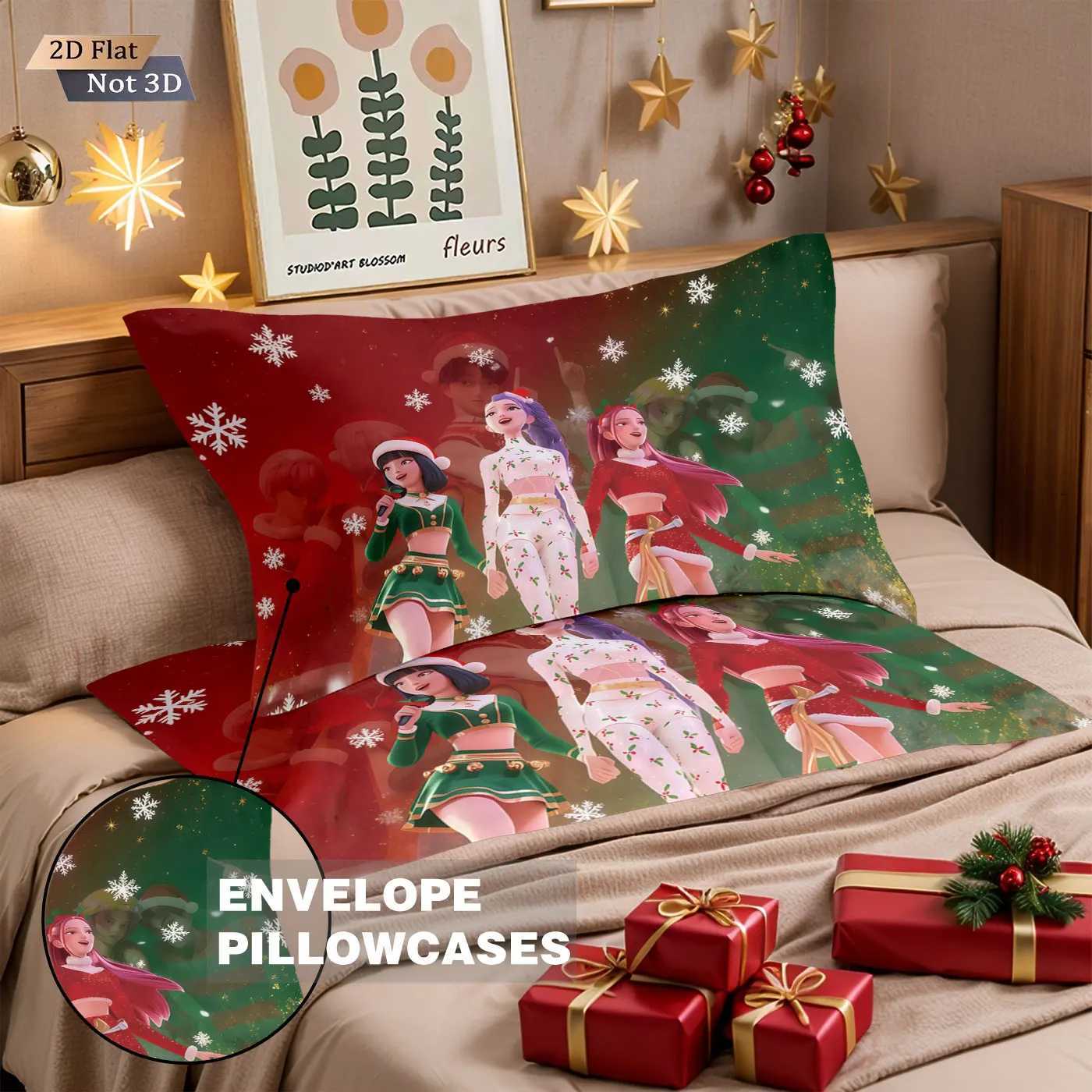 3pcs Christmas K-Pop Demon Hunters Printed Chipless Bedding Set Soft and Comfortable Dormitory Bedroom Multiple Sizes Machine WaM251118