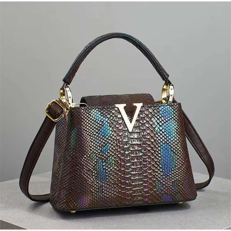 womens snake print v letter handbag designer hot exquisite colorful crossbody high quality ladies leather shoulder bag