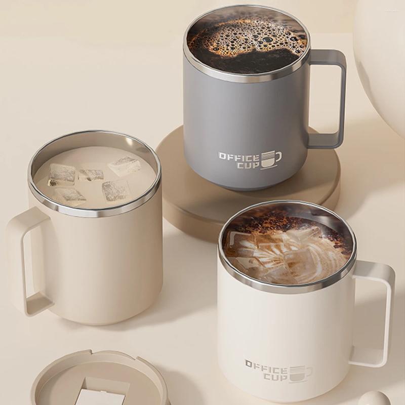 WORTHBUY 304 Stainless Steel Double Wall Insulated Coffee Mug With Handle Portable Sealed Water Cup Large Capacity Drinking Cup