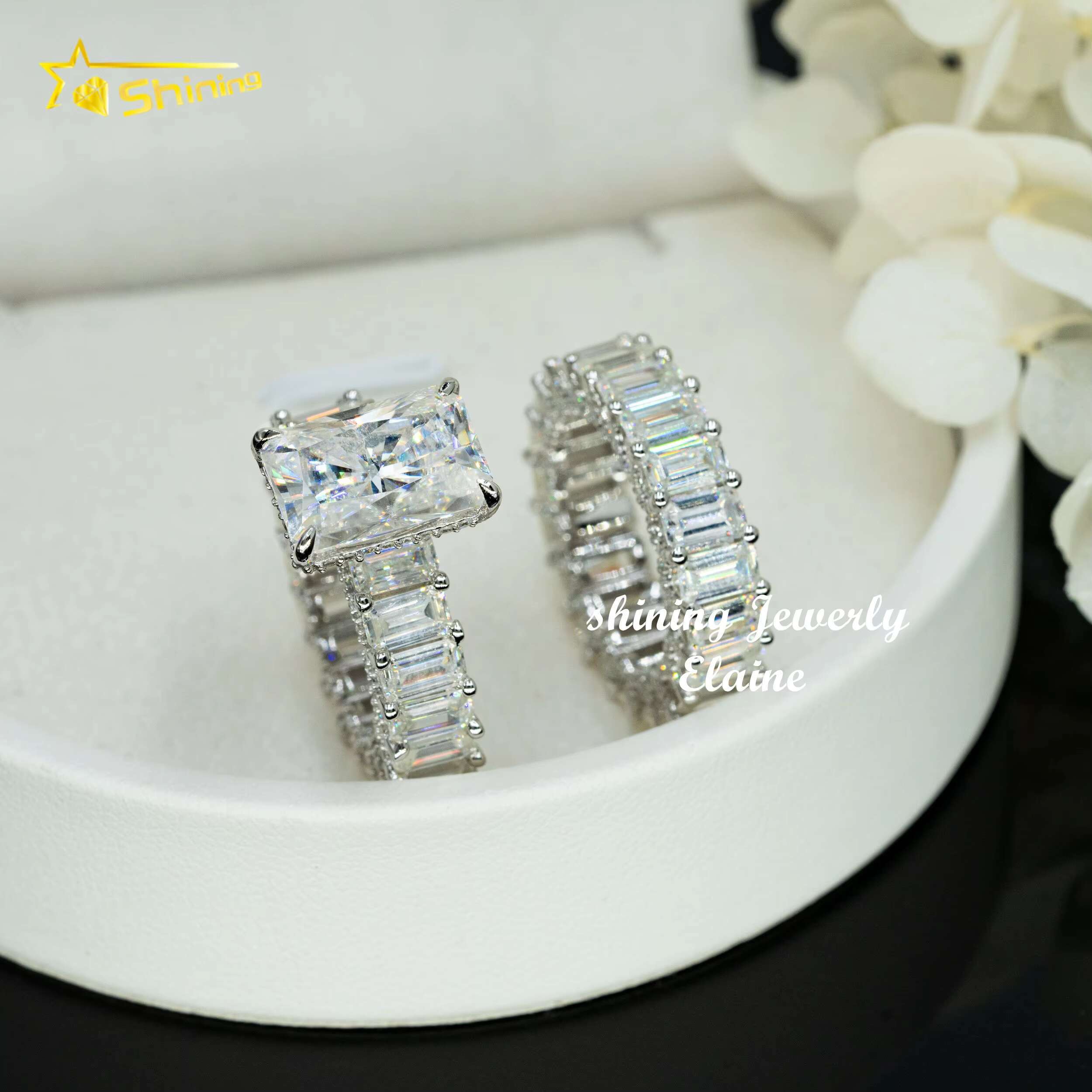 Hip Hop Fine Jewelry Sterling Sier Vvs Dia Moissanite Custom Iced Out Ring