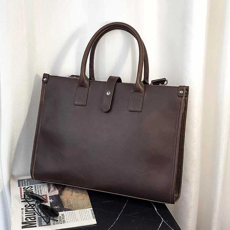 PU leather briefcase mens crazy horse executive laptop office executive handbag business document bag Z250418
