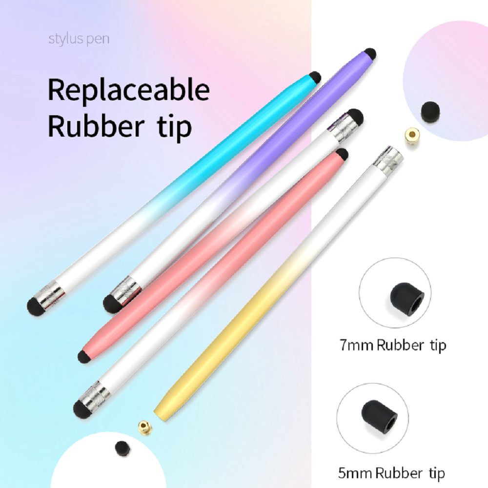 2 in 1 Metal Replaceable Rubber Tip Stylus Pen Pencil Stylus Touch Pen for Touch Screen for iPad and iPhone Universal Touch Phone Pen Mobile Phone Acc