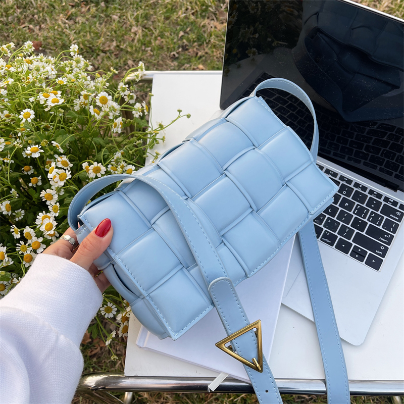 Latest global hot designer bag classic checkered small square bag woven pattern women's single shoulder handbag splicing single shoulder crossbody dinner bag