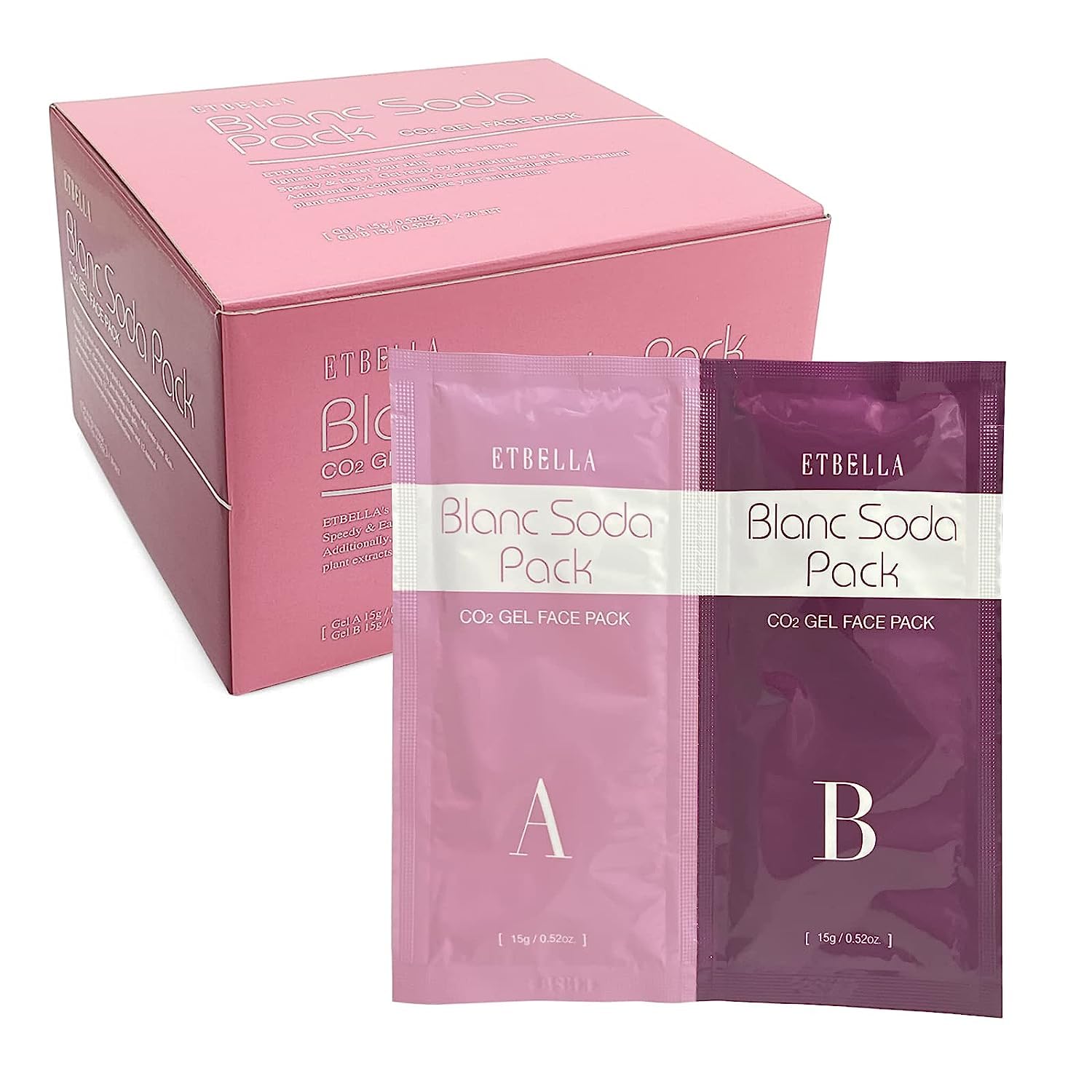 Elitzia CO2 Carboxy Gel Mask Spa Face Masks Skin Facial Care Moisturizing Brighten Natural Beauty 1 box 20 bags ET1719 (Pink)
