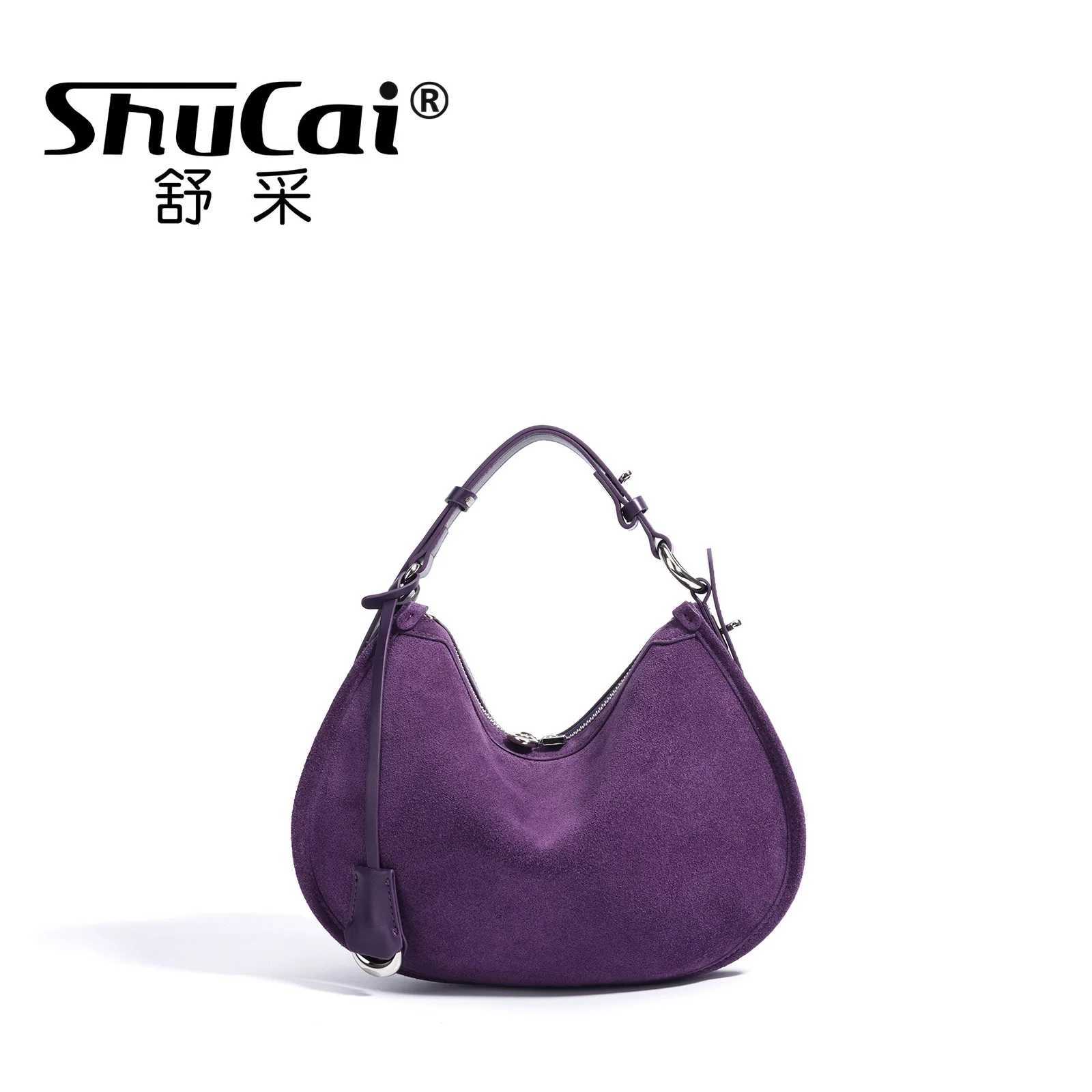 Womens Frosted Leather Crescent Shoulder Bag Fashion Retro Trend Ladies Suede Cowhide Crossbody Handbag Female High QualityW251118