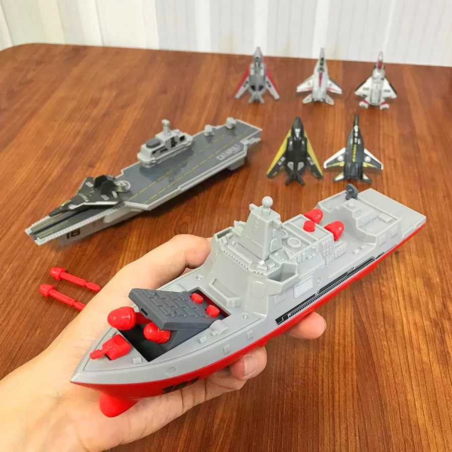 Aircraft carrier battle plan launchable fighter with 6pcs children military combat children boy toys Christmas gifts C251118
