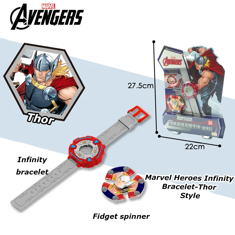 New Marvel Avengers Thor Style 2 Pcs Fidget Spinner Wristband Three Kinds of Glare Movie Peripheral Toy Set Boy Birthday Gifts