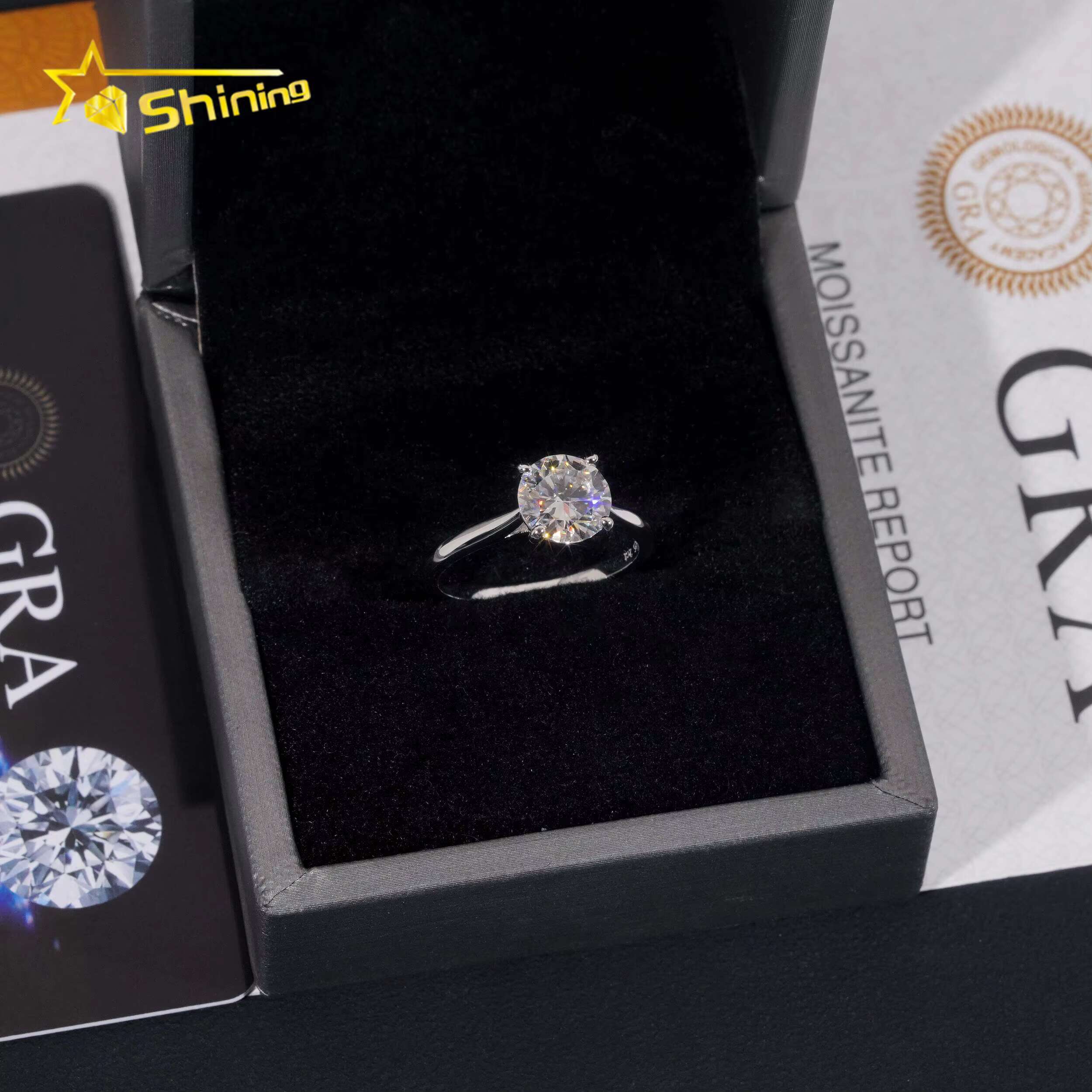 Classical Cathedral Setting Women Wedding Pass Dia Tester Moissanite Sterling Sier Gold Plated Engagement Ring