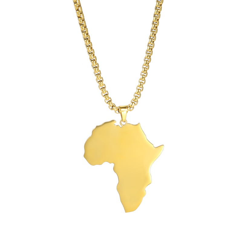 Men's Africa Map Necklace Top 18K Gold Plated Maps Pendant Necklaces Gold Chains Africa Continent Motherland Home Hip Hop Fine Jewelry for Women 