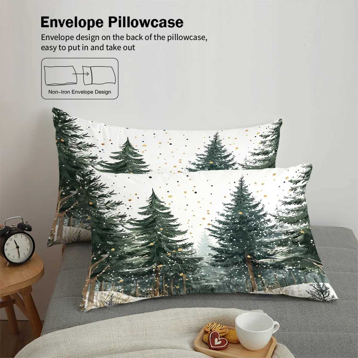 3pcs Pine tree pattern printed bedding set1 duvet cover2 case suitable for teenagers and adults bedroomhome decorationM251118