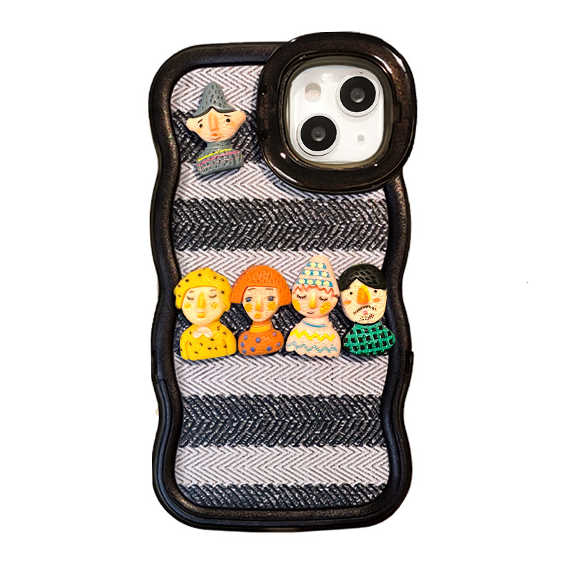 Stripe Doll Lanyard Phone Case Compatible with iPhone 17/16 Pro Max Dual Stand Niche Silicone Protective Case iPhone 16/15
