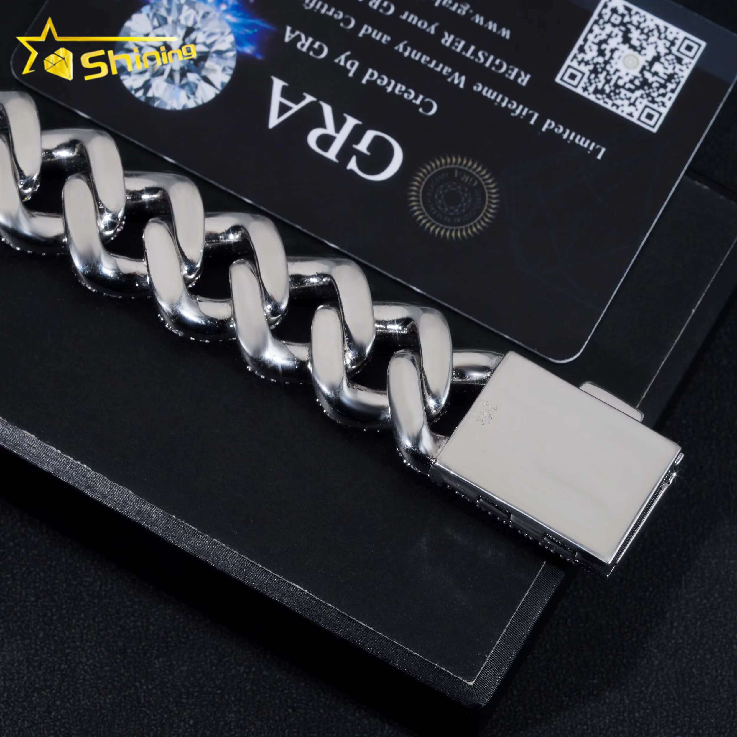 High Quality Mens Iced Out Jewelry Three Rows 20mm Sier Moissanite Hip Hop Cuban Link Bracelets