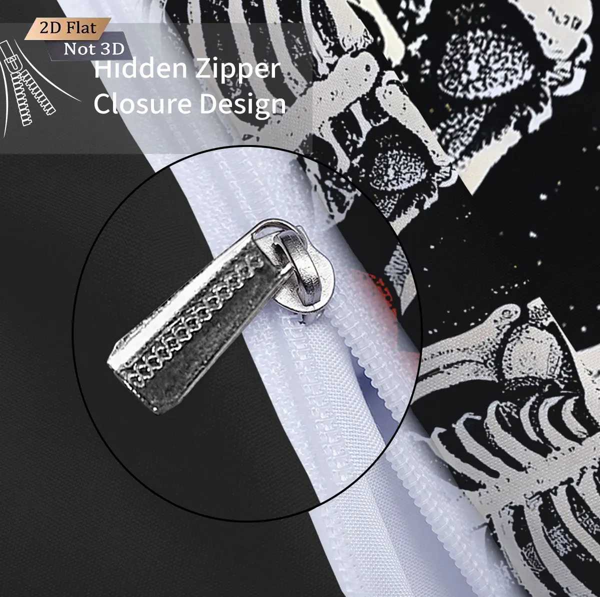 3pcs Halloween Skeleton Printed Chipless Bedding Set with Multi Sized Bedding and Dormitory duvet Decorations Soft and ComfortabM251118