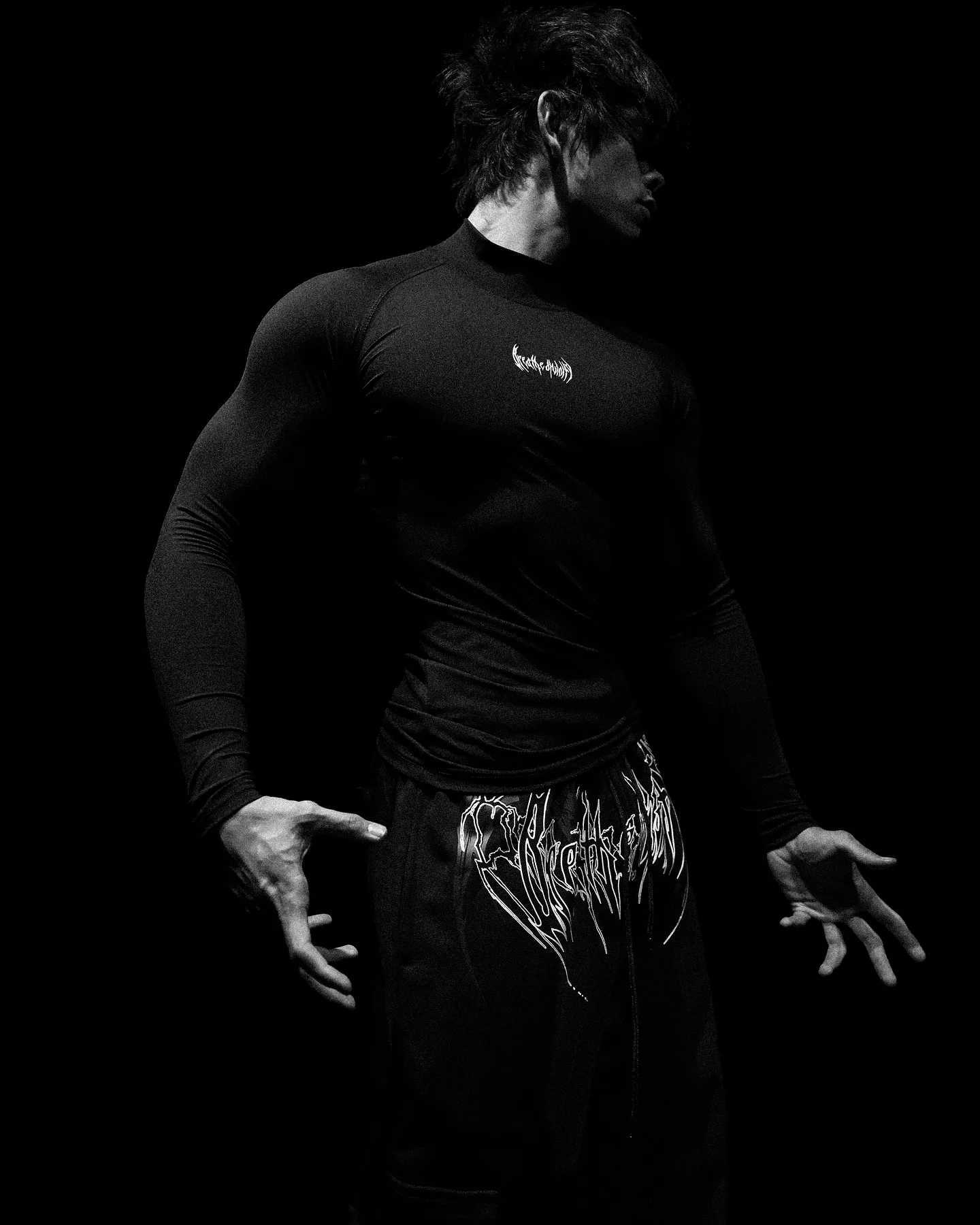 Breathedivinity Compression Shirt Short Slve tops Muscle GYM in Black Wolves Club Y2KC250417