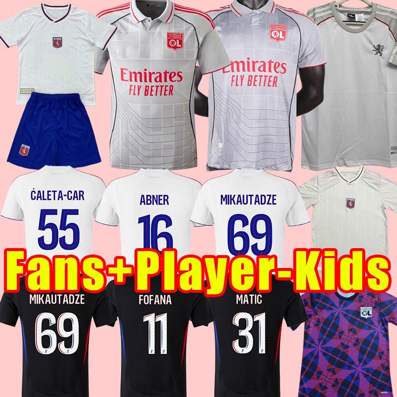 25 26 Maillot de foot Lyon Soccer Jerseys 2025 2026 Olympique Lyonnais OL DEMBELE Fans Player Football Shirts TRAORE MEMPHIS Men 75 Years Child Pre-Match