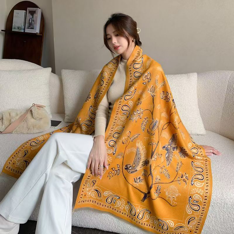 T503 scarf women's winter high-end warm shawl new autumn versatile fashion neck scarf long thick trendy dual-purpose