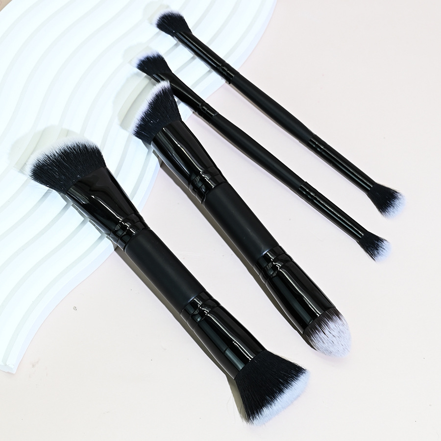 High-Quality Creative Double-Tip Makeup Brush Set with Soft Hair - Portable Soft Puff Fluffy Loose Setting Powder Blending Brush Kit for Face - Durabl