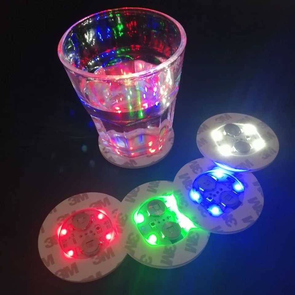 LED Bottles Coaster Lamps Luminous Cup Stickers Lights Battery Powered Christmas Bar KTV Wedding Party Cocktail Drink Cups Vase M251118